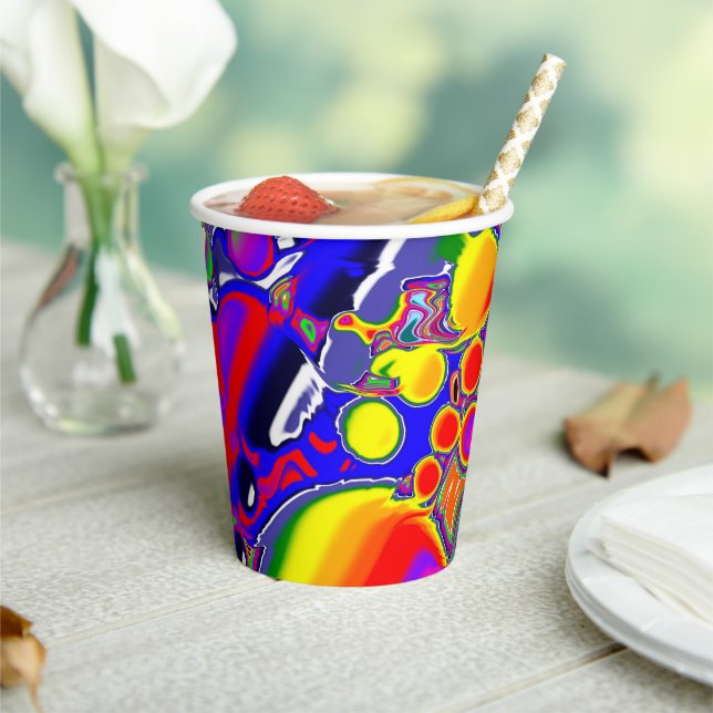 Vasos De Papel Arte abstracto de explosión en arco iris (in situ)