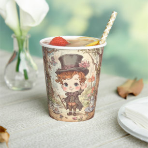 Vasos De Papel Arte caprichoso del sombrerero loco encantador del