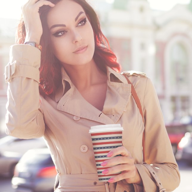 Vasos De Papel Arte de Estrellas Rayadas (star stripes usa flag pattern kids,adult party stationery, birthday party use and throw paper cups)