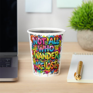 Vasos De Papel Arte de grafiti colorido No todos los que vagan es