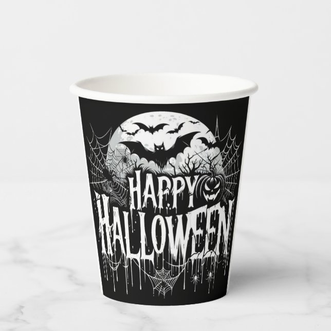 Vasos De Papel Arte de Halloween feliz (Anverso)
