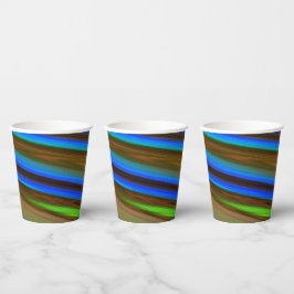 Vasos De Papel Arte de línea moderna plumas de pavo real colores
