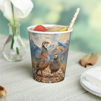 Vasos De Papel Arte de pareja de perdiz chucar