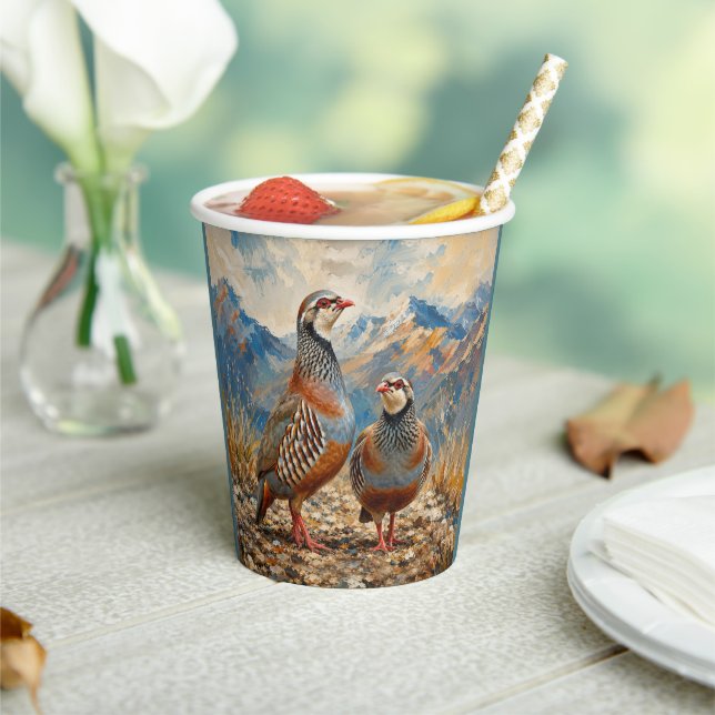 Vasos De Papel Arte de pareja de perdiz chucar  (in situ)