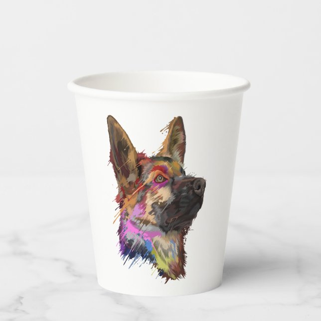 Vasos De Papel Arte de pastor alemán (Anverso)