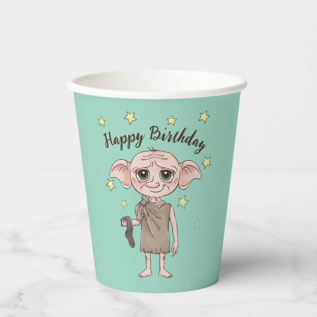 Vasos De Papel Arte de Personaje de Acuarela Dobby (Anverso)