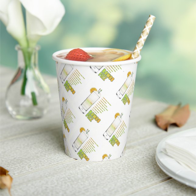Vasos De Papel Arte de Receta de Cóctel Ramos Gin Fizz (in situ)
