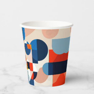 Vasos De Papel Arte de resumen geométrico escandinavo de medio si