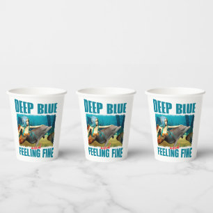 Vasos De Papel Arte de sirena delfín azul profundo y sintiéndose