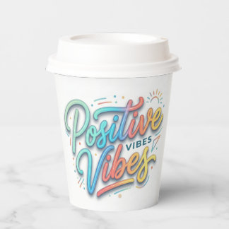 Vasos De Papel Arte de tipografía de vibraciones positivas colori