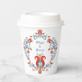 Vasos De Papel Arte folclórico escandinavo Rosemaling personaliza