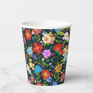 Vasos De Papel Arte folclórico floral mexicano