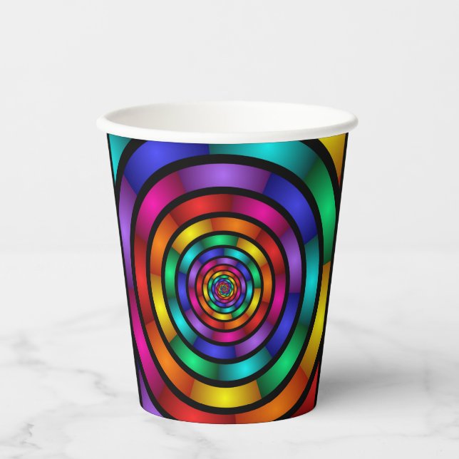 Vasos De Papel Arte fractal moderno y psicodélico (Anverso)