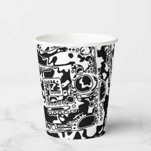 Vasos De Papel Arte Geométrico Negro Y Blanco 25