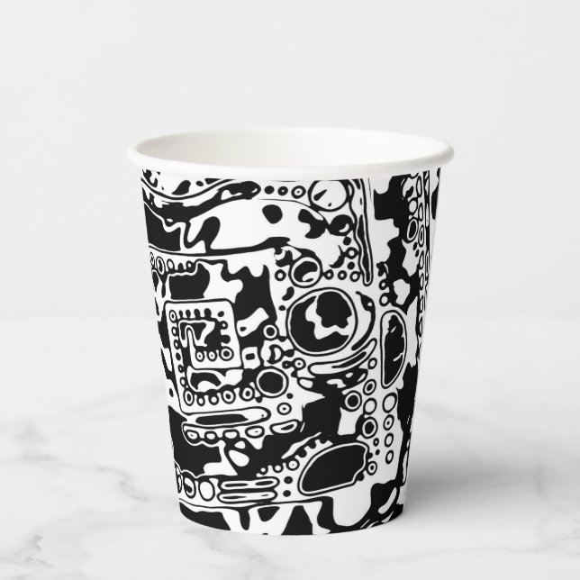 Vasos De Papel Arte Geométrico Negro Y Blanco 25 (Reverso )