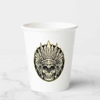 Vasos De Papel Arte Gráfico de Cráneo de Jefe Guerrero