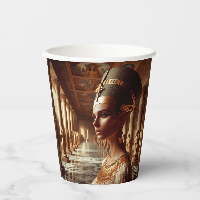 Vasos De Papel Arte Majestuoso de Reina Egipcia: Oro de Regalía A (Anverso)