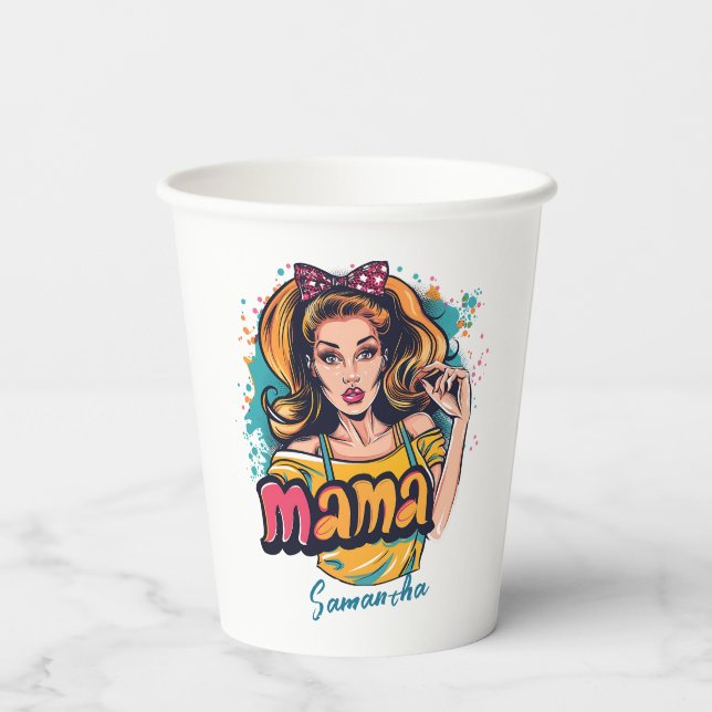 Vasos De Papel Arte Retro Mama Pop Personalizado (10) (Reverso )