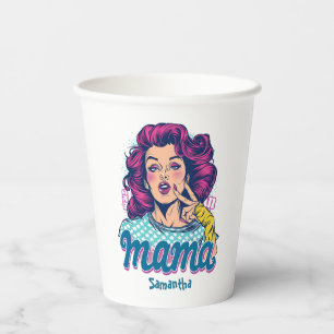Vasos De Papel Arte Retro Mama Pop Personalizado (11)