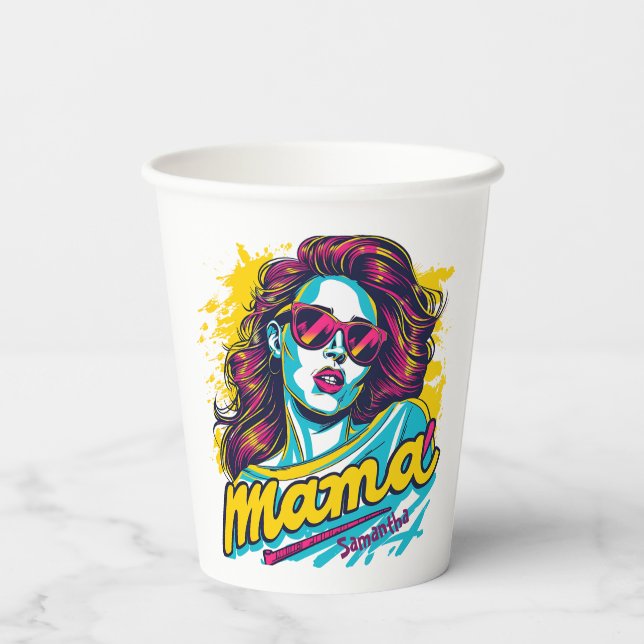 Vasos De Papel Arte Retro Mama Pop Personalizado (12) (Reverso )