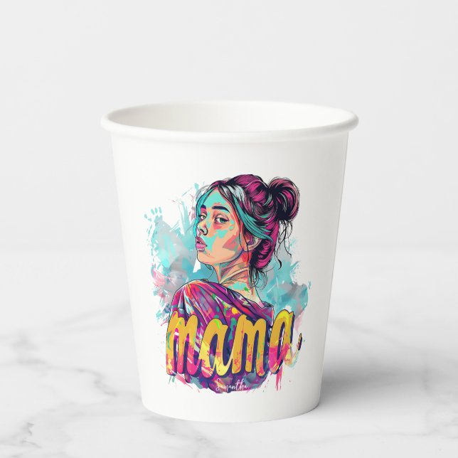Vasos De Papel Arte Retro Mama Pop Personalizado (13) (Reverso )