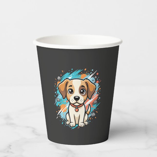 Vasos De Papel Arte vectorial de salpicaduras de pintura de perro (Anverso)