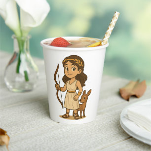 Vasos De Papel Artemis Bebé Dibujos Animados Lindos   Diosa Grieg