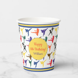 Vasos De Papel Artes Marciales Karate Niños Niño Feliz Cumpleaños