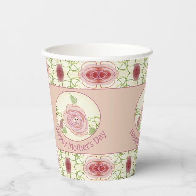 Vasos De Papel Artista floral rosa (Anverso)