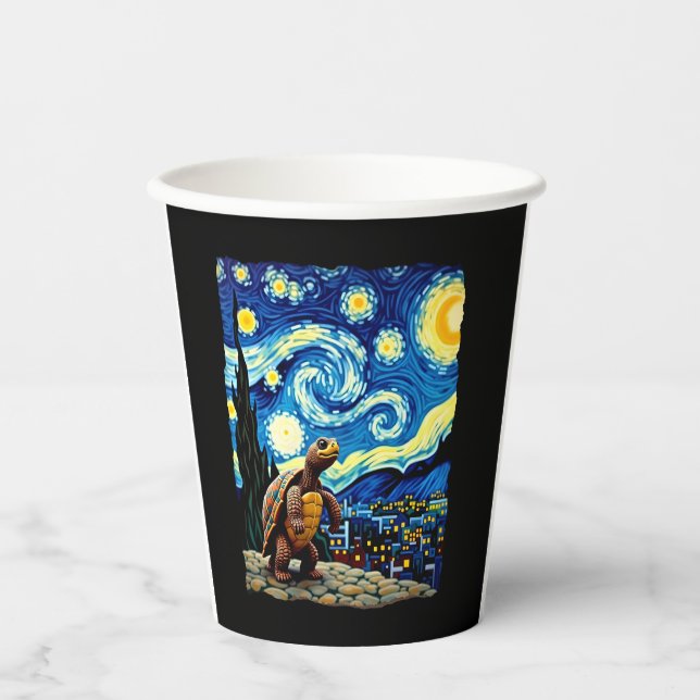 Vasos De Papel Artistic Turtle Shirt  Starry Night Turtle (2) (Anverso)
