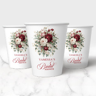 Vasos de Papel Artísticos Burgundy Floral para Des
