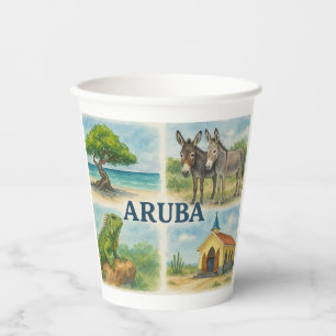 Vasos De Papel Aruba acuarela multivista