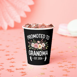 Vasos De Papel Ascendida a Abuela 2026 Primera vez Nana Floral