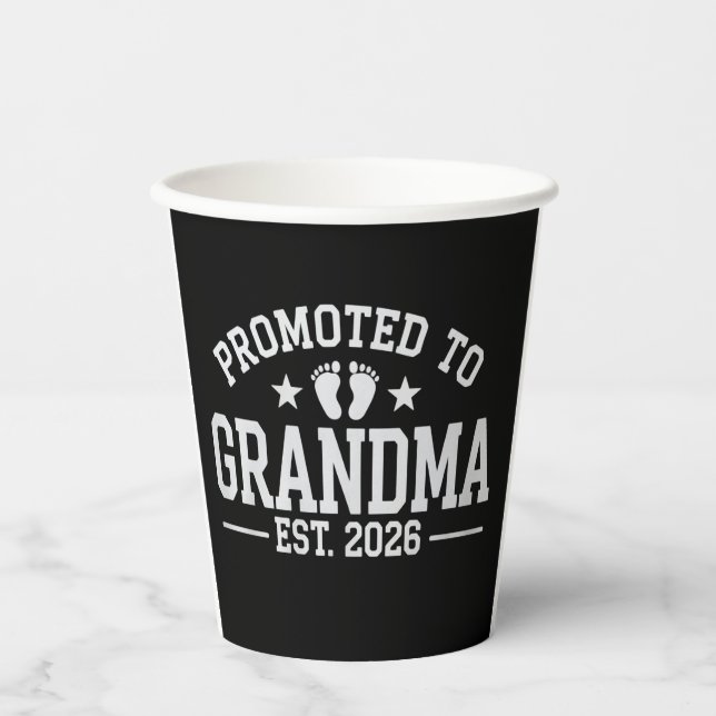 Vasos De Papel Ascendida a abuela desde 2026 Abuelos Bebé (Anverso)