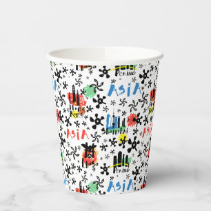 Vasos De Papel Asia Patrón de símbolos