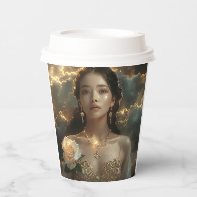 Vasos De Papel Asian Beauty With White Rose (Anverso)