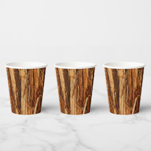 Vasos De Papel Aspecto de la corteza de madera con textura de ced