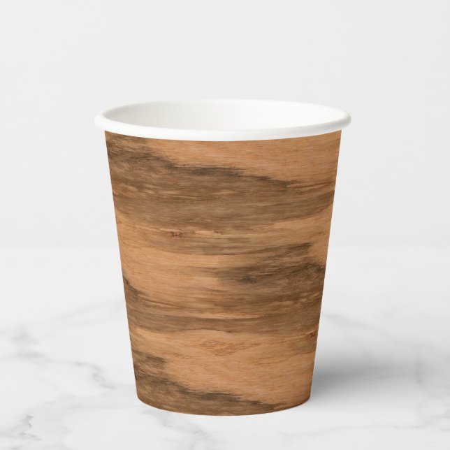 Vasos De Papel Aspecto natural de Eucalyptus Madera de Grano (Anverso)