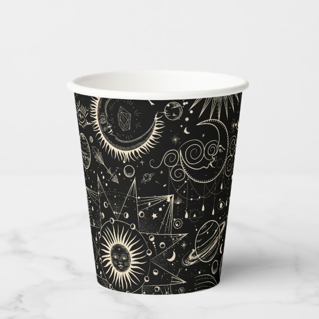 Vasos De Papel astrología mágica tarot patrón celestial (Anverso)
