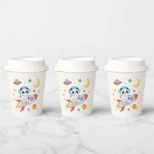 Vasos De Papel astronauta azul y naranja Panda