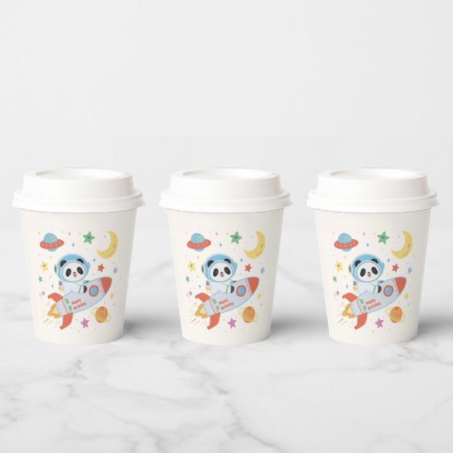 Vasos De Papel astronauta azul y naranja Panda (Multi)