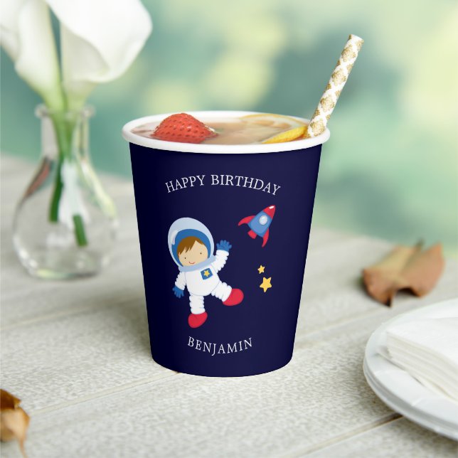Vasos De Papel Astronauta Boy Kids Birday Paper Cup (in situ)