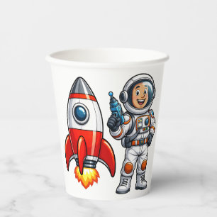 Vasos De Papel Astronauta con Arte Espacial de Dibujos Animados d