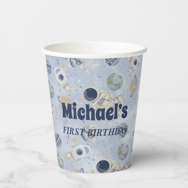 Vasos De Papel Astronauta de la galaxia del espacio ultraterrestr (Reverso )