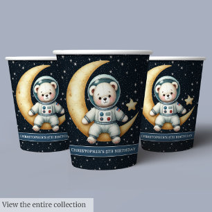 Vasos De Papel Astronauta de Oso de Teddy Bote de papel Fiesta