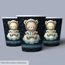 Vasos De Papel Astronauta de Oso de Teddy Niño Fiesta Cubre espac