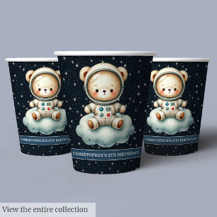 Vasos De Papel Astronauta de Oso de Teddy Niño Fiesta Cubre espac