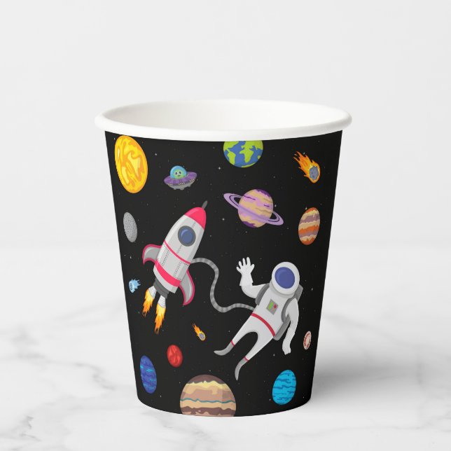 Vasos De Papel Astronauta espacial astronauta planetas espaciales (Anverso)