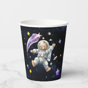 Vasos De Papel Astronauta Teddy Oso Espacio Fiesta Cubos de papel