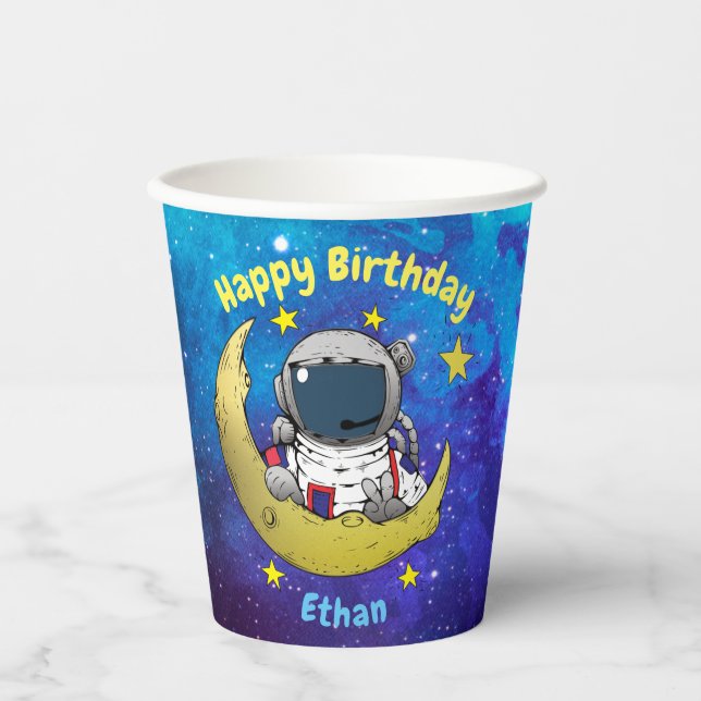 Vasos De Papel Astronauta y luna (Anverso)